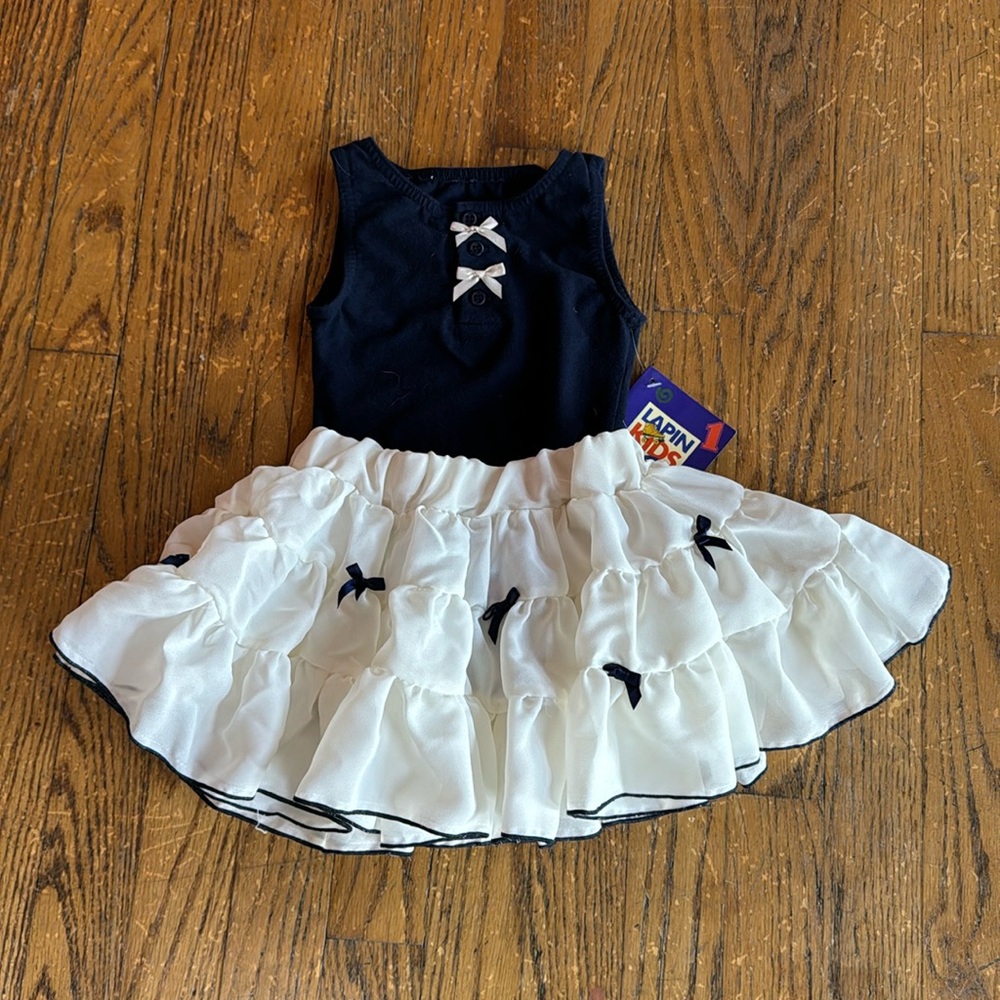 NWT European girls bodysuit/fluffy skirt set from Lapin Kids. Size 2